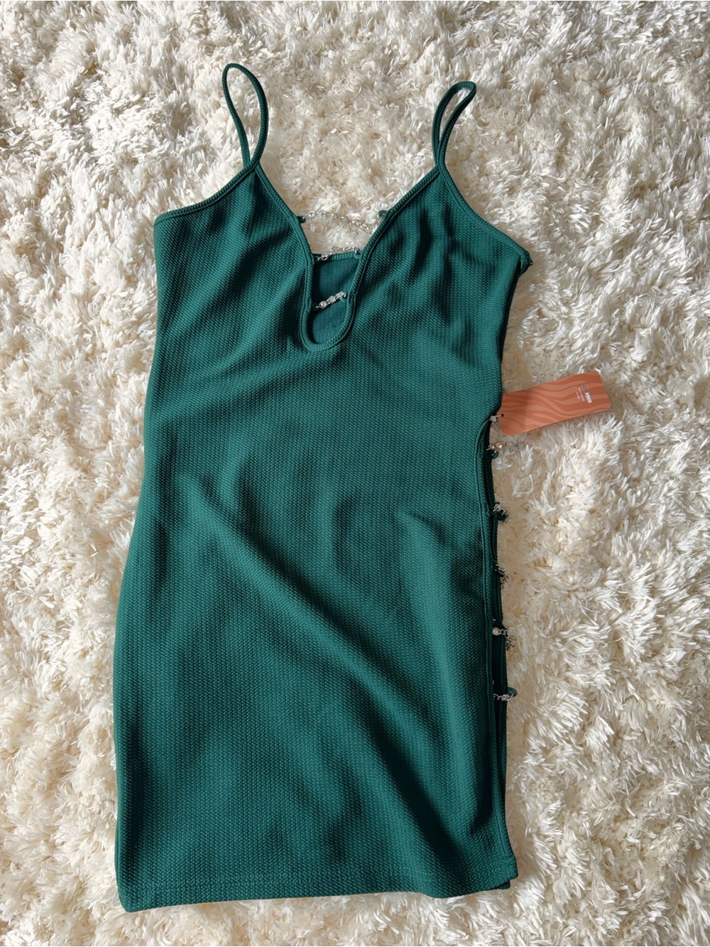 SHEIN Dark Green Textured Mini Dress